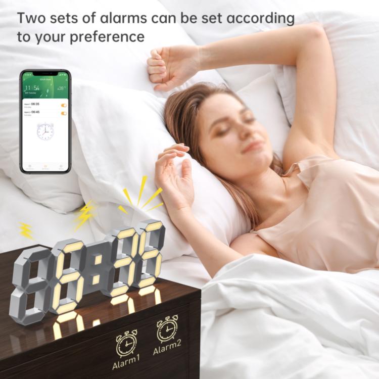 APP Remote Control 3D Led Wall Digital Color Clock Alarm /Date/Temp Display Wall & Table Clock, 22.5 x 9.4 x 2.2cm