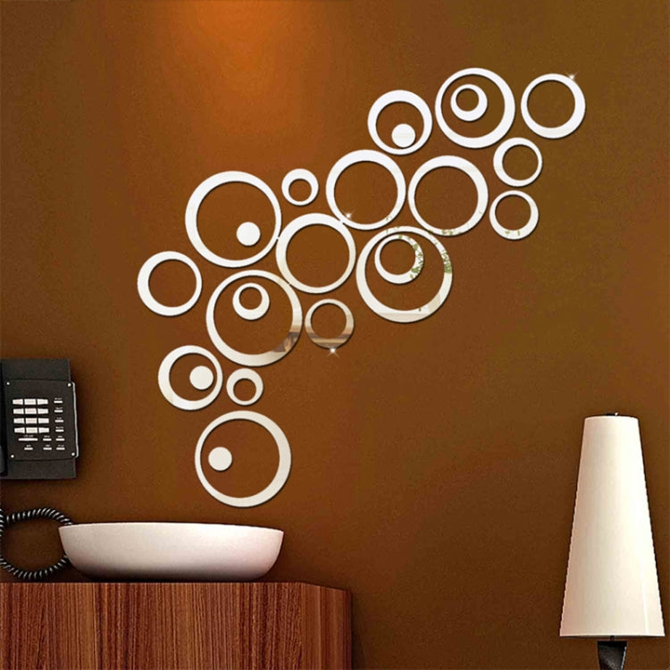 Mirror Wall Stickers Circles for TV Background Home Decor 24 Pcs 3D DIY