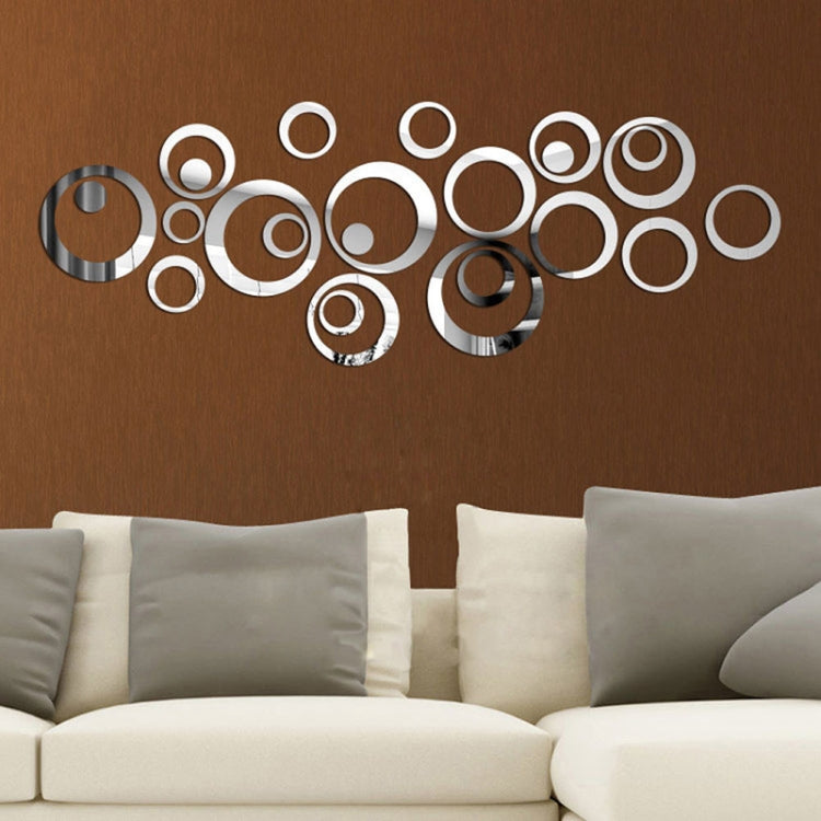 Mirror Wall Stickers Circles for TV Background Home Decor 24 Pcs 3D DIY