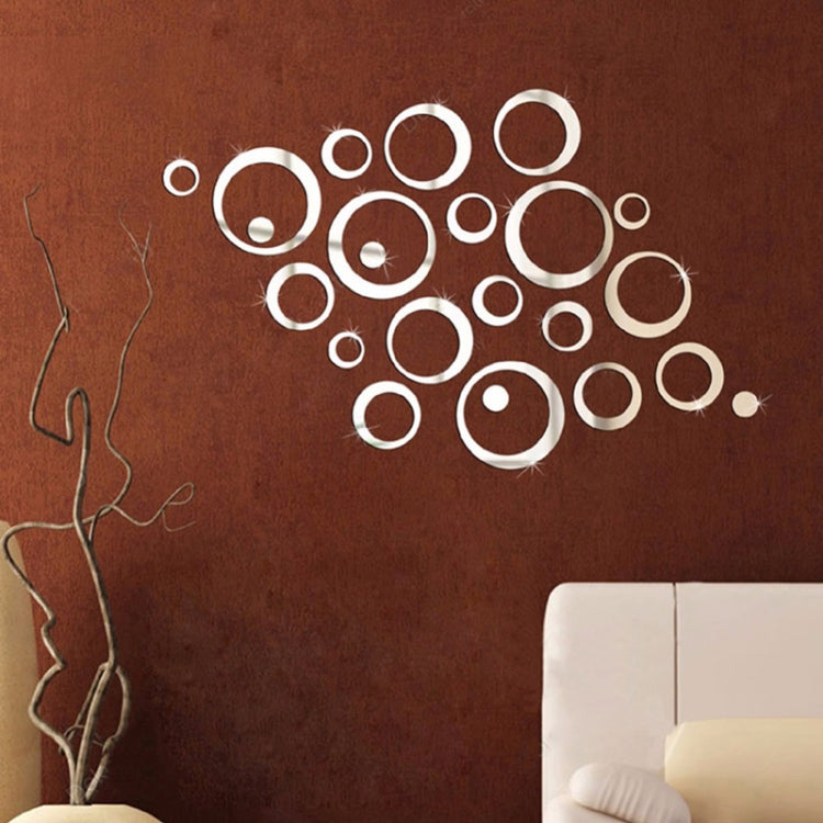 Mirror Wall Stickers Circles for TV Background Home Decor 24 Pcs 3D DIY