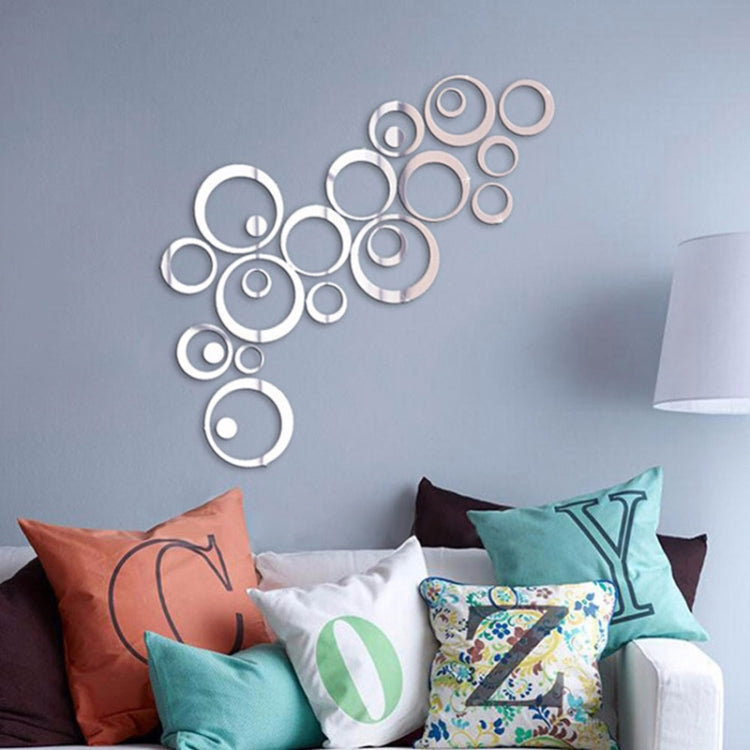 Mirror Wall Stickers Circles for TV Background Home Decor 24 Pcs 3D DIY