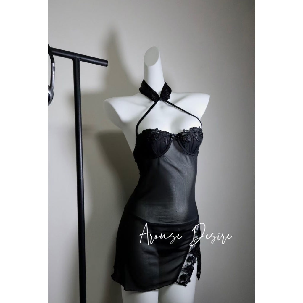 Amor Culpable Sexy Encaje Halter Cheongsam