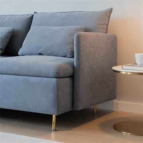 Sofá Modular De Esquina En Forma de L Sofá Seccional Orientado Hacia La Izquierda Lino de Algodón Gris De 90,9'' - Alex Bazar Mx