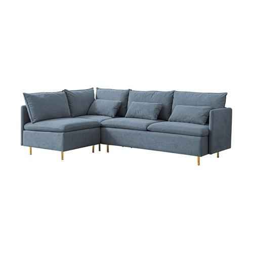 Sofá Modular De Esquina En Forma de L Sofá Seccional Orientado Hacia La Izquierda Lino de Algodón Gris De 90,9'' - Alex Bazar Mx