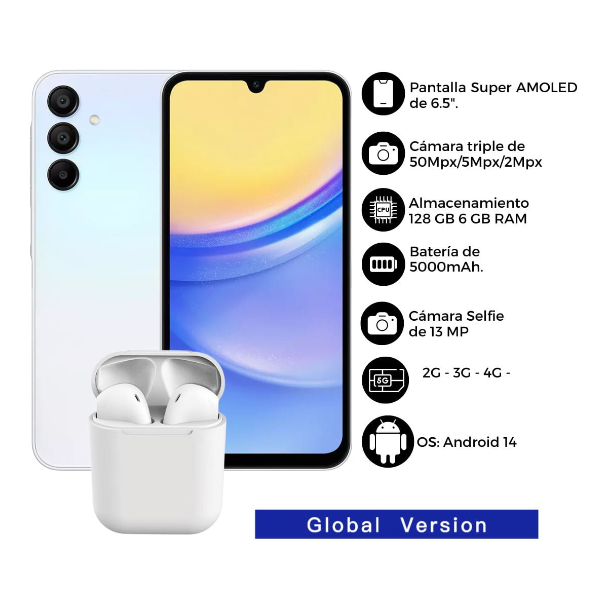 Samsung Galaxy A15 128GB 6GB Azul Claro - Alex Bazar Mx