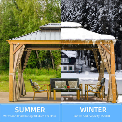 Outdoor Aluminum Canopy with Mosquito Net and Curtains