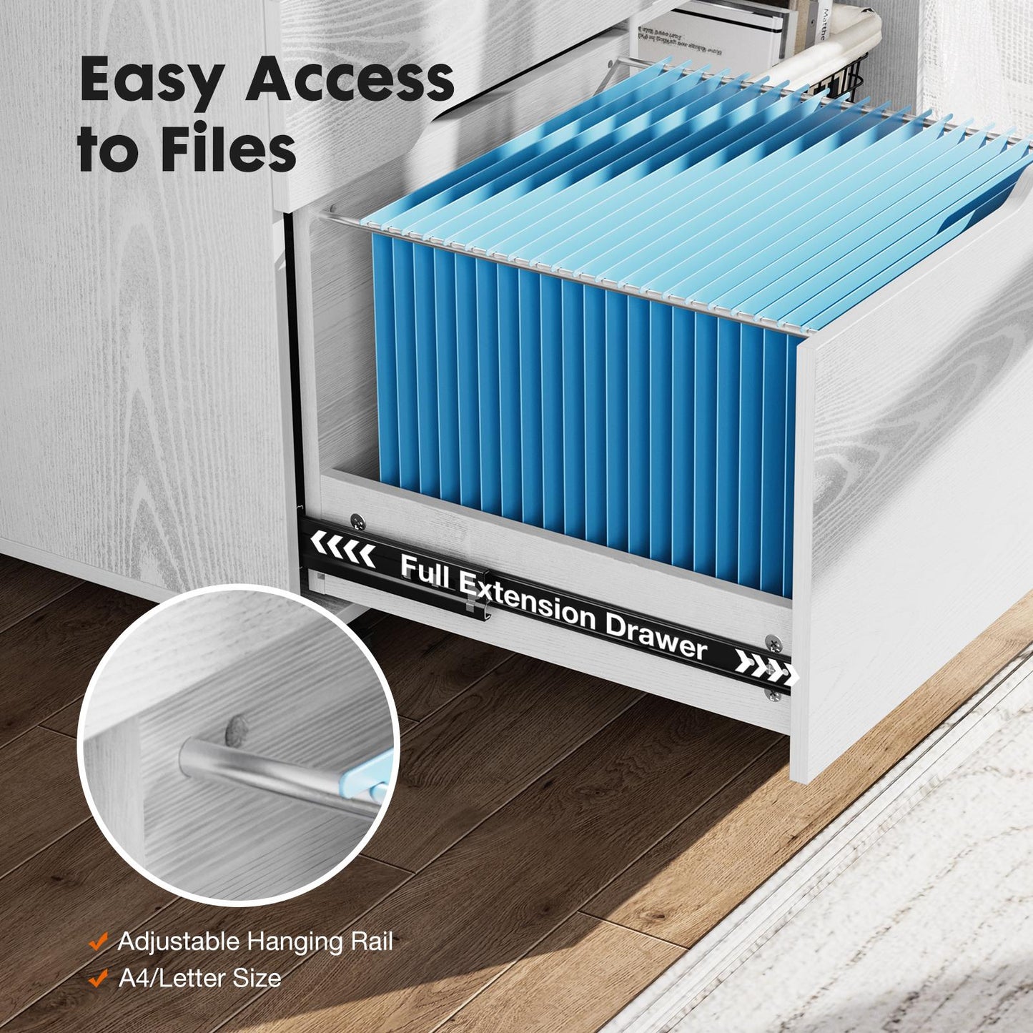 3-Drawer Wooden Filing Cabinet with Printer Stand and Storage