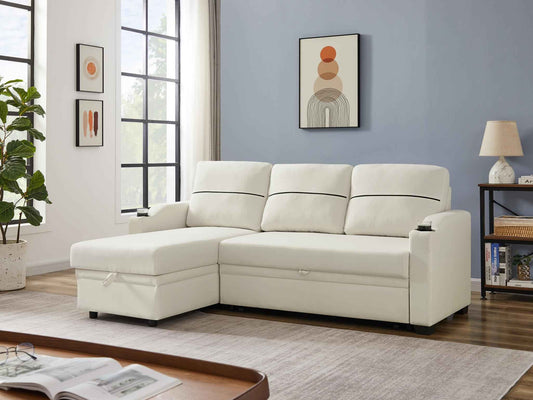 Sofá Cama de Esquina Con Almacenamiento Extraíble Y Chaise Longue - Alex Bazar Mx