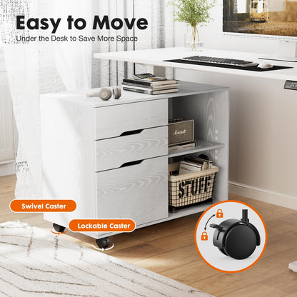 3-Drawer Wooden Filing Cabinet with Printer Stand and Storage