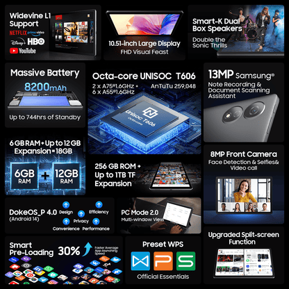 Blackview OSCAL Pad 80 WiFi Tablet 18GB 256GB Android 14