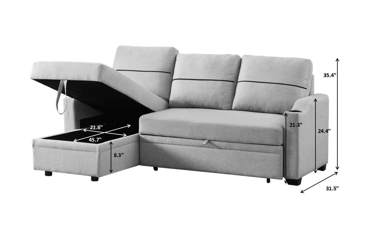 Sofá Cama de Esquina Con Almacenamiento Extraíble Y Chaise Longue - Alex Bazar Mx