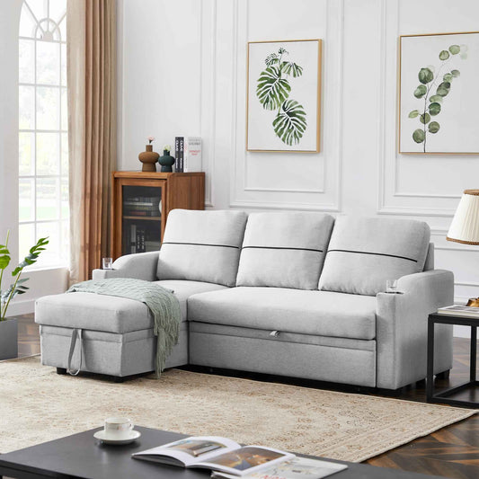 Sofá Cama de Esquina Con Almacenamiento Extraíble Y Chaise Longue - Alex Bazar Mx