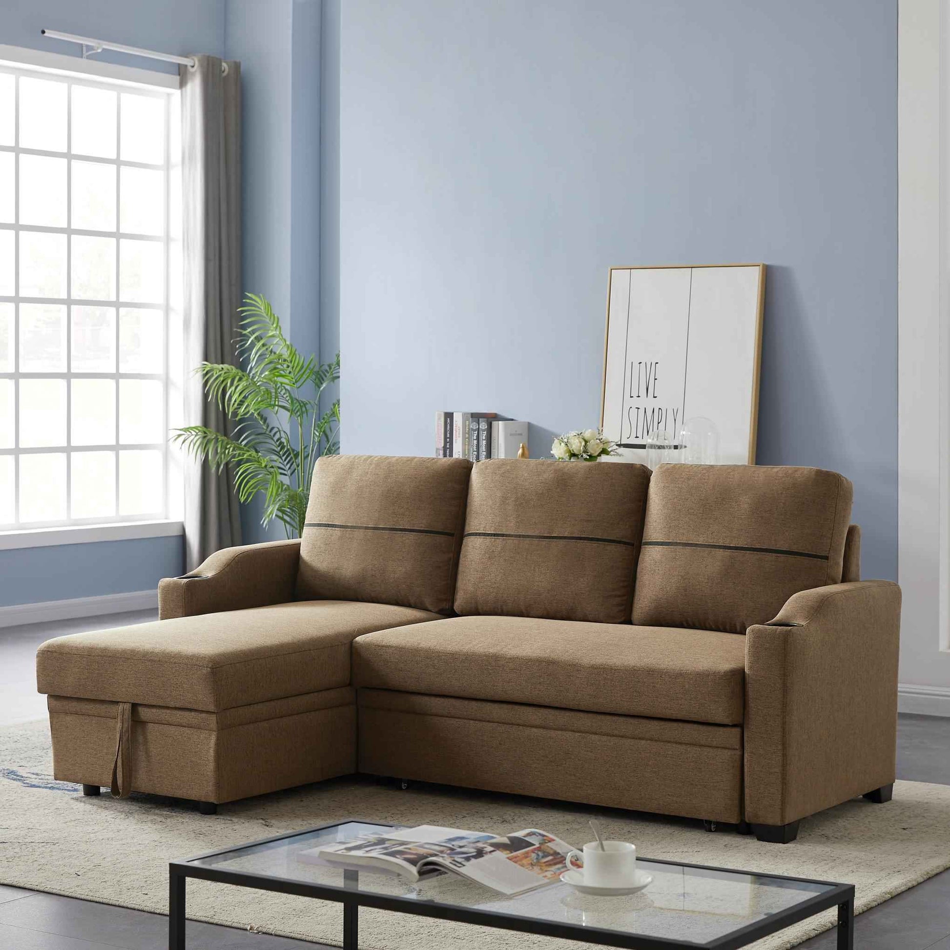 Sofá Cama de Esquina Con Almacenamiento Extraíble Y Chaise Longue - Alex Bazar Mx