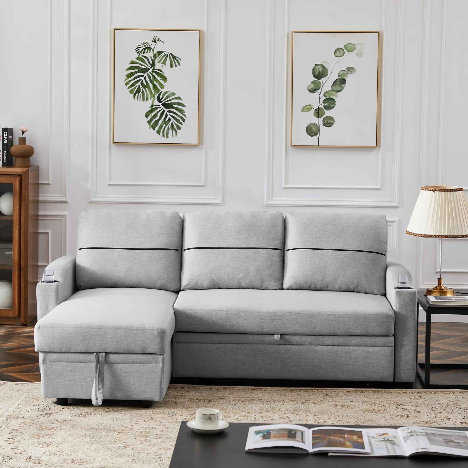 Sofá Cama de Esquina Con Almacenamiento Extraíble Y Chaise Longue - Alex Bazar Mx
