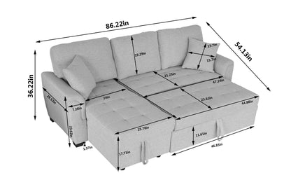 Sofá Cama Con Almacenaje 2049 Cojín Capitonado Y 2 Almohadas - Alex Bazar Mx