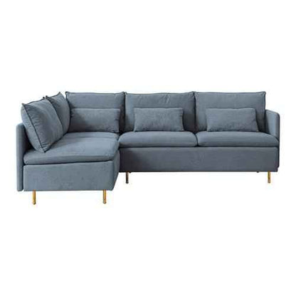Sofá Modular De Esquina En Forma de L Sofá Seccional Orientado Hacia La Izquierda Lino de Algodón Gris De 90,9'' - Alex Bazar Mx