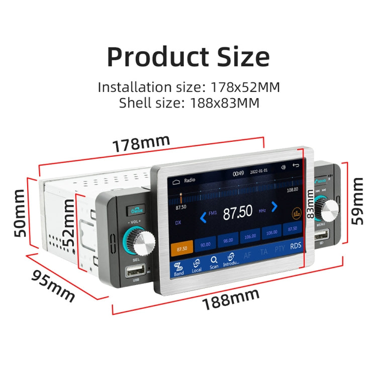 Allwinner Melis F133 5-inch Car MP5 Player with CarPlay/BT/USB/FM