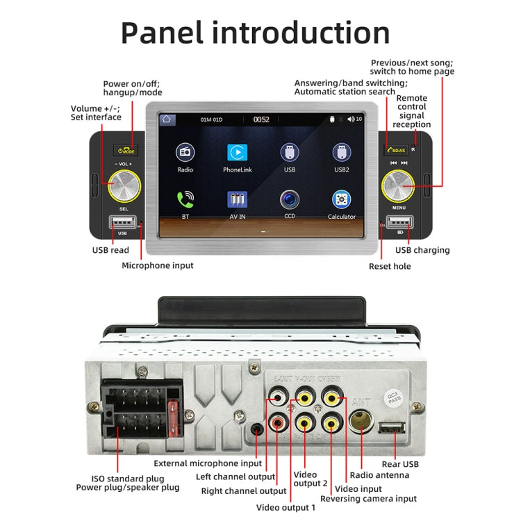 Allwinner Melis F133 5-inch Car MP5 Player with CarPlay/BT/USB/FM
