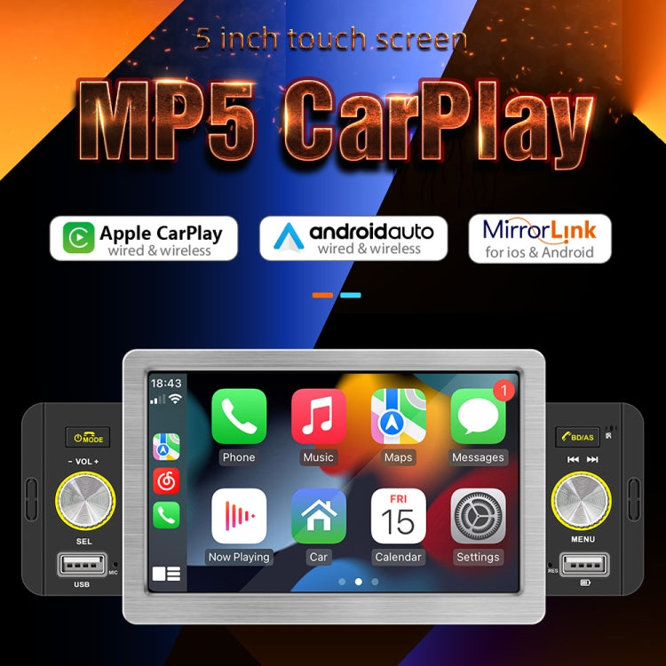 Allwinner Melis F133 5-inch Car MP5 Player with CarPlay/BT/USB/FM
