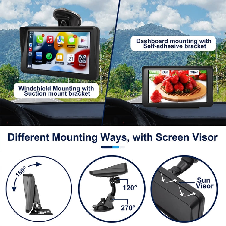 Portable Wireless Touchscreen Navigator CarPlay Bluetooth Reverse P701S 