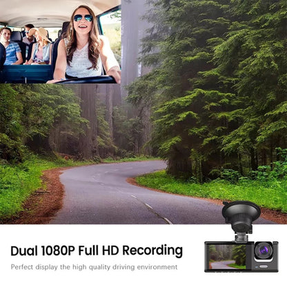Videocamara De Conducción Para Automóviles Con Visión Nocturna HD Y Vídeo de 3 Lentes