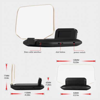5.1 Inch Universal Head-Up Display HUD T1 Speed ​​Overspeed Alarm