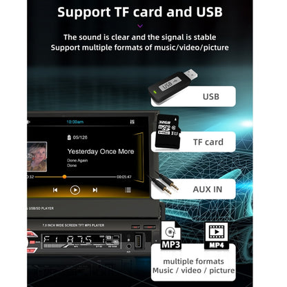 9601C 7 Inch HD Universal Car Retractable Screen MP5 Player with CarPlay 