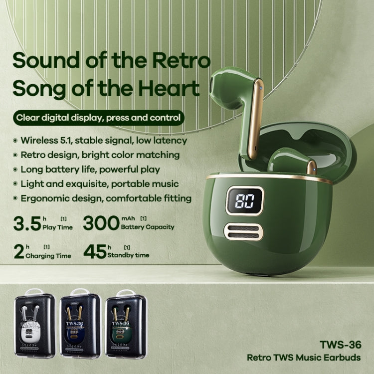 REMAX TWS-36 Retro True Wireless Music Bluetooth Headphones
