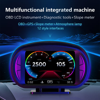 Medidor de Velocidad Universal HUD Head-up DisplayP2 3 Pulgadas Multifunción HD OBD LCD Instrumento GPS
