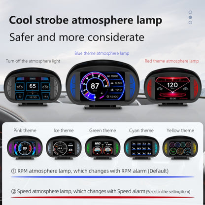 Medidor de Velocidad Universal HUD Head-up DisplayP2 3 Pulgadas Multifunción HD OBD LCD Instrumento GPS