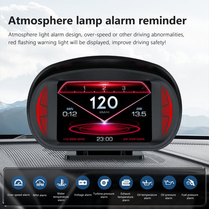 Medidor de Velocidad Universal HUD Head-up DisplayP2 3 Pulgadas Multifunción HD OBD LCD Instrumento GPS