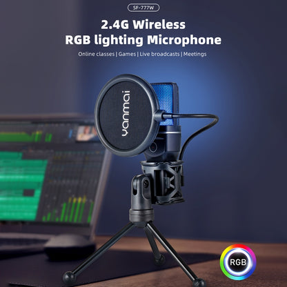 Yanmai SF-777W 2.4G Wireless Desktop Gaming Microphone with RGB Light and Blow Net
