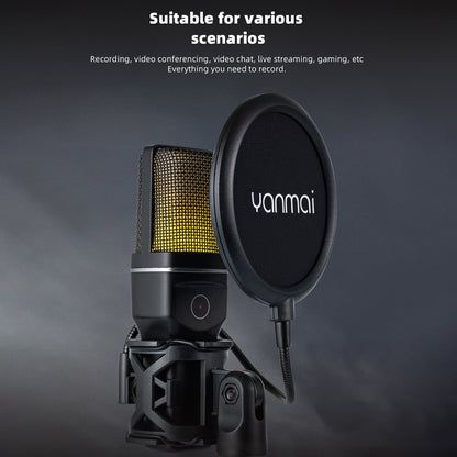 Yanmai SF-777W 2.4G Wireless Desktop Gaming Microphone with RGB Light and Blow Net