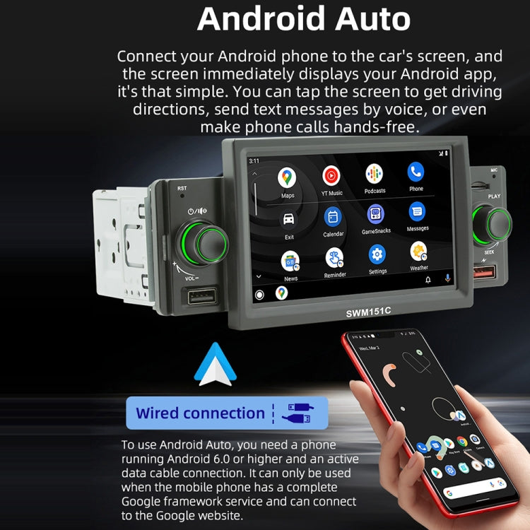 5 Inch Portable Universal Car MP5 Player with CarPlay/Android Auto 