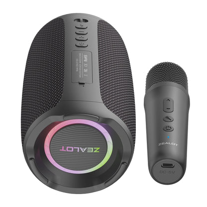Zealot S61M Wireless Karaoke Microphone Speaker System with RGB Rhythm Light, Single Mic, Dual Mic
