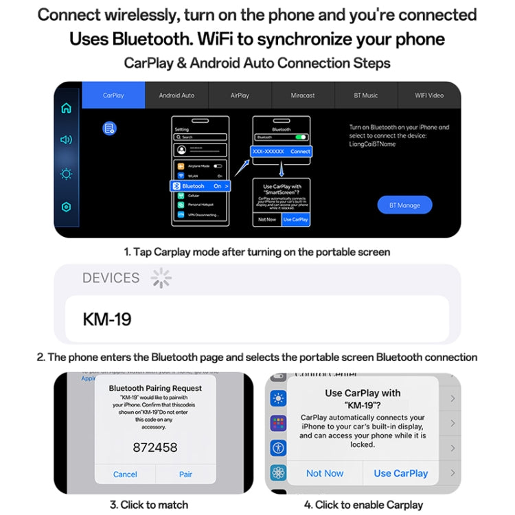 10.26 Inch Center Console with CarPlay Yesido KM19 