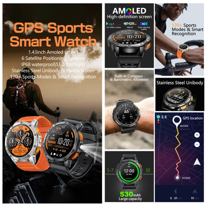 LEMFO K67 Smart Watch with GPS, 1.43-inch AMOLED Display