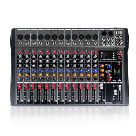 XTUGA CT120X 12-Channel DJ Audio Mixer Console with 48V Power Supply