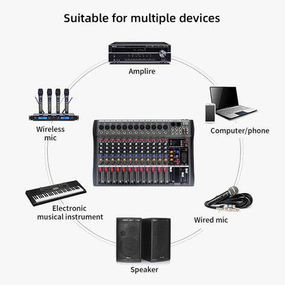 Consola Mezcladora de Audio Para DJ XTUGA CT120X de 12 Canales Fuente de Alimentación de 48 V