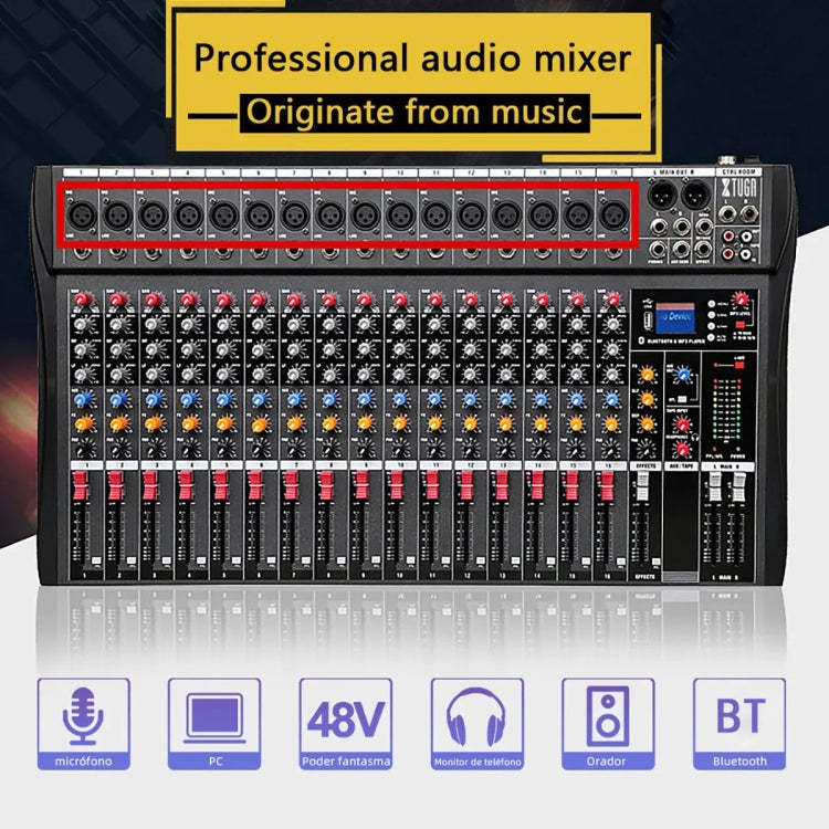 Consola Mezcladora de Audio Para DJ de 16 Canales Con Alimentación de 48 V XTUGA CT160X