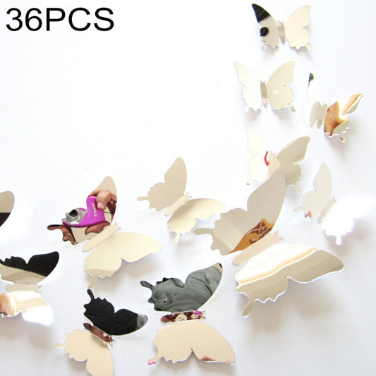 36 PCS Decoración del hogar Originalidad PC Superficie de espejo 3D Pasta de pared de mariposa, Butterfly Wall Paste 2