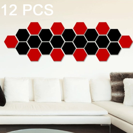 Juego de Pegatinas de Pared Con Espejo Hexagonal 3D de 12 Piezas