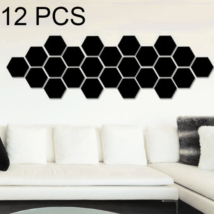Juego de Pegatinas de Pared Con Espejo Hexagonal 3D 12 Piezas