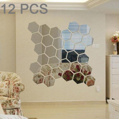 Juego de Pegatinas de Pared Con Espejo Hexagonal 3D 12 Piezas