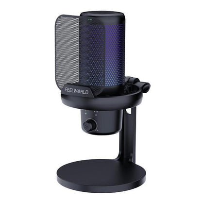FEELWORLD VM1 USB Condenser Microphone with Noise Cancellation and RGB Light VM1-XS