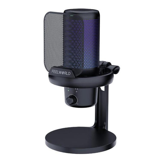 FEELWORLD VM1 USB Condenser Microphone with Noise Cancellation and RGB Light VM1-XS