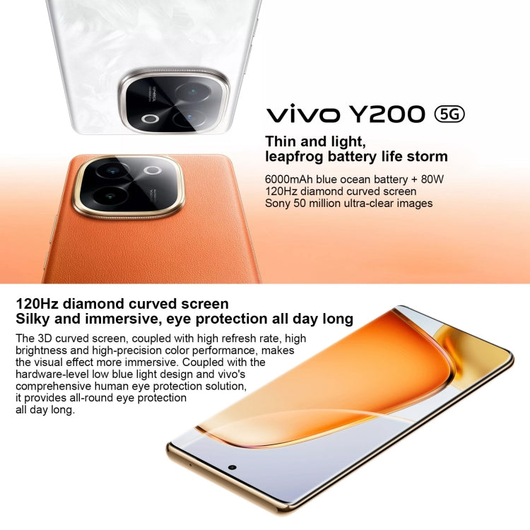 vivo Y200, cámaras traseras duales, 12 GB+256 GB, identificación de huellas dactilares en pantalla Face ID, 6,78 pulgadas Android 14.0 OriginOS 4 Snapdragon 6 Gen 1 Octa Core 2,2 GHz, OTG, red: 5G, compatible con Google Play, vivo Y200, 12GB+256GB�����...
