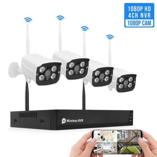 Kit Cámara Inalámbrica Grabador de Video en Red QS200-4 2.0MP 1080P HD