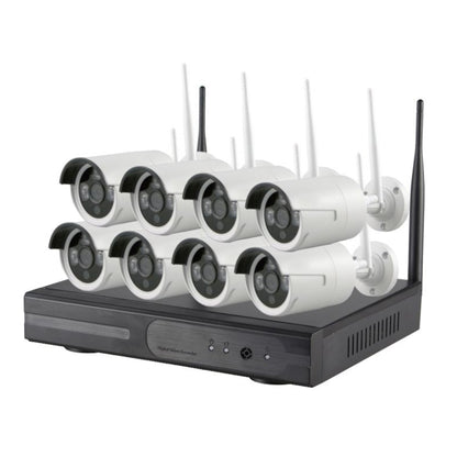 Kit Cámaras Bullet IP + Kit NVR K9608W-PE2013W 8CH HD 960P 2.4GHz WiFi