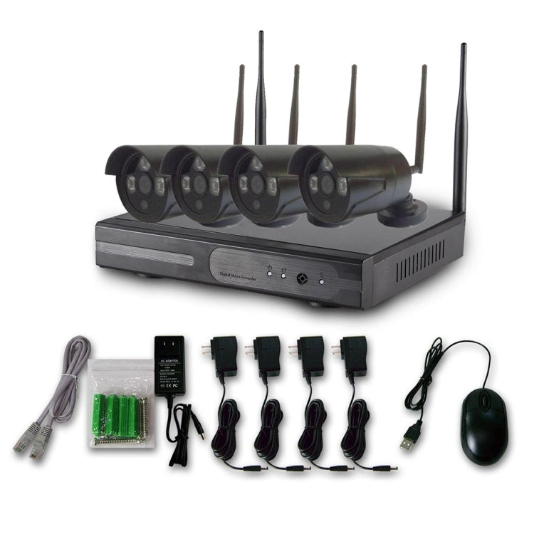 WiFi IP Bullet Camera Kit 4CH HD 720P 2.4GHz + NVR Kit